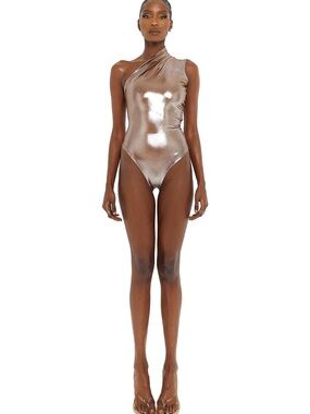 Coucoo Jani Bodysuit Metallic Lucky Penny One Shoulder Women’s Size XS